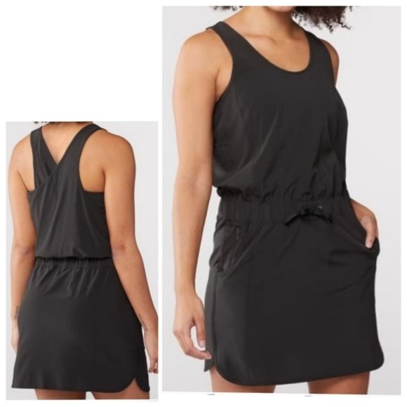 Patagonia Dresses & Skirts - Patagonia women’s Fleetwith black cross strap back casual mini dress size medium